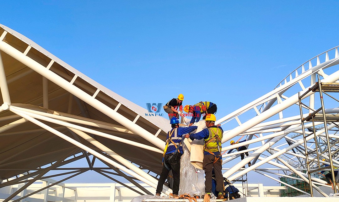 工程進度全速推進，PTFE膜材張拉在即！