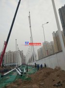 河南電網培訓中心膜結構晴雨棚項目B區立柱安裝完畢