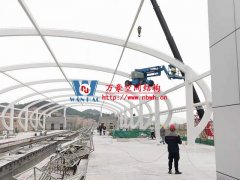 清遠(yuǎn)磁懸浮項(xiàng)目蓮湖車(chē)站鋼-膜結(jié)構(gòu)工程鋼結(jié)構(gòu)防火涂料完工